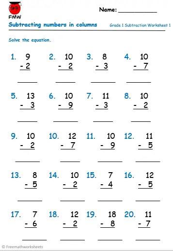 Free Grade 1 Addition and Subtraction Worksheets | Free ...