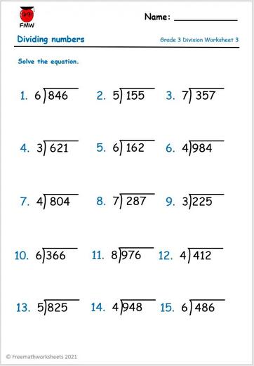 Grade 3 Division Worksheets | Free Worksheets | Printables