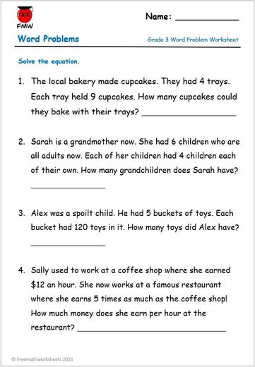 Grade 3 Word Problem Worksheets | Free Worksheets | Printables