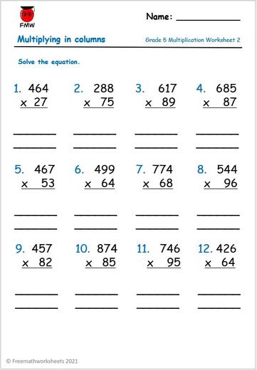 Grade 5 Multiplication Worksheets | Free Printables | Worksheets
