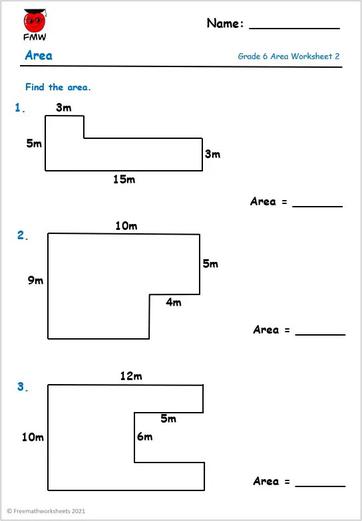 Grade 6 Area Worksheets | Find the Area of Compound Shapes