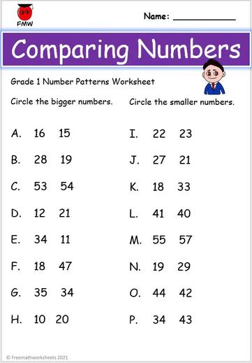Grade 1 Comparing Numbers Worksheets | Printables | Free ...