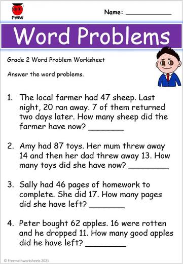 Grade 2 Word Problems | Free Worksheets | Printables