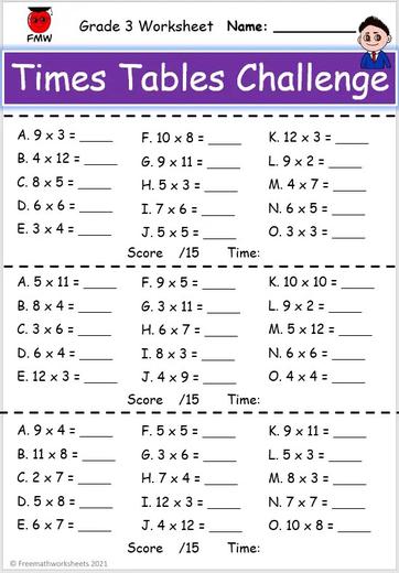 Grade 3 Times Tables Worksheets | Free Printables ...