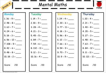 Mental Math Worksheets | Grades 2-6 | Free Worksheets ...