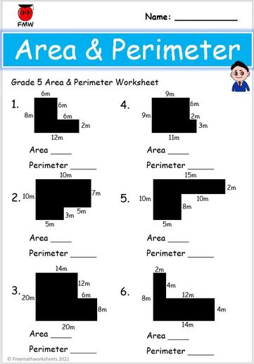 Math worksheets for grade 5 area and perimeter word problems