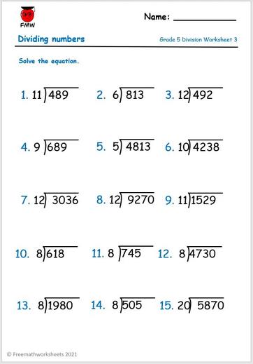 Grade 5 Division Worksheets | Free worksheets | Printables