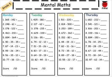 Mental Math Worksheets | Grades 2-6 | Free Worksheets ...
