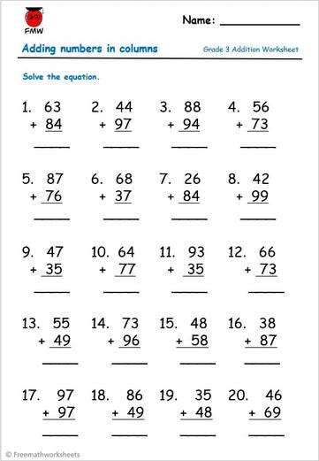 Grade 3 Addition Worksheets | Free Worksheets | Printables