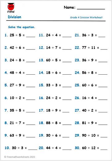 Grade 4 Division Worksheets | Free Worksheets | Printables