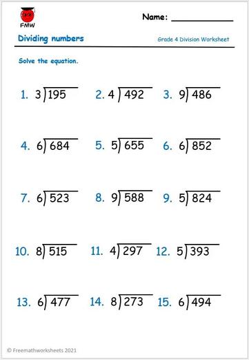 Grade 4 Division Worksheets | Free Worksheets | Printables