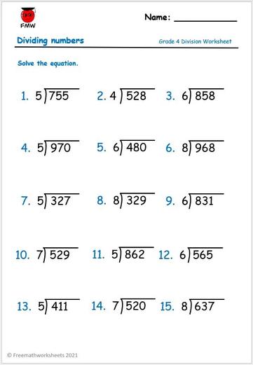 Grade 4 Division Worksheets | Free Worksheets | Printables