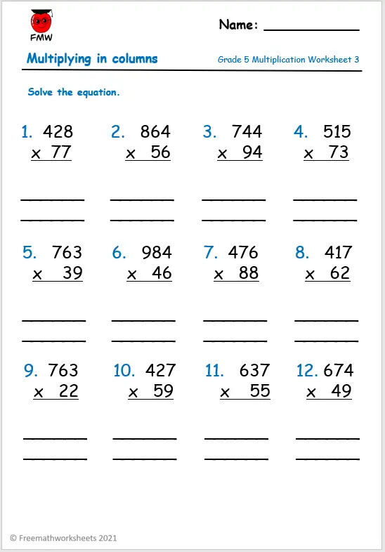 Grade 5 Multiplication Worksheets Free Printables Worksheets