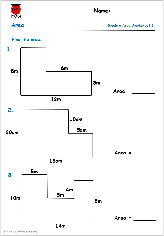 area and perimeter worksheets grade 6