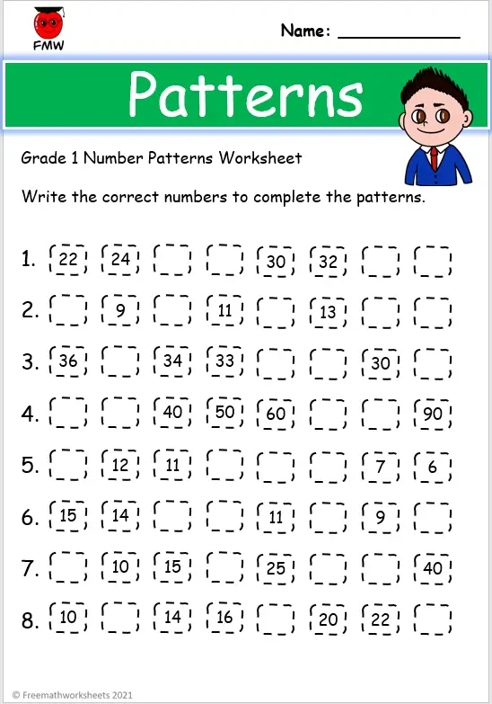 Grade 1 Number Patterns Worksheets | Printables | Free Worksheets