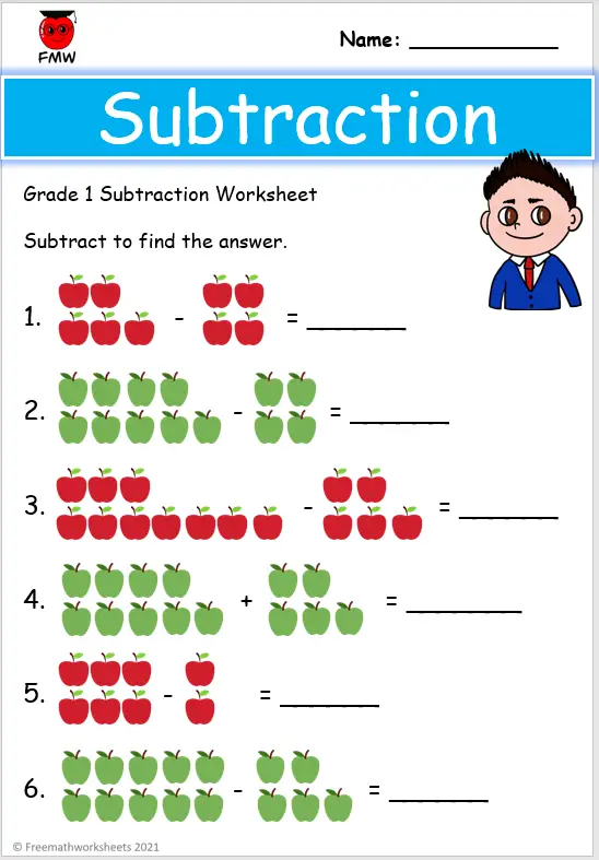 Grade 1 Math Subtraction Worksheets Pdf