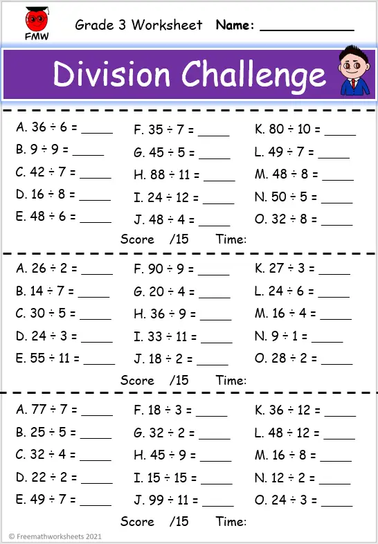 Grade 3 Division Worksheets – FMW