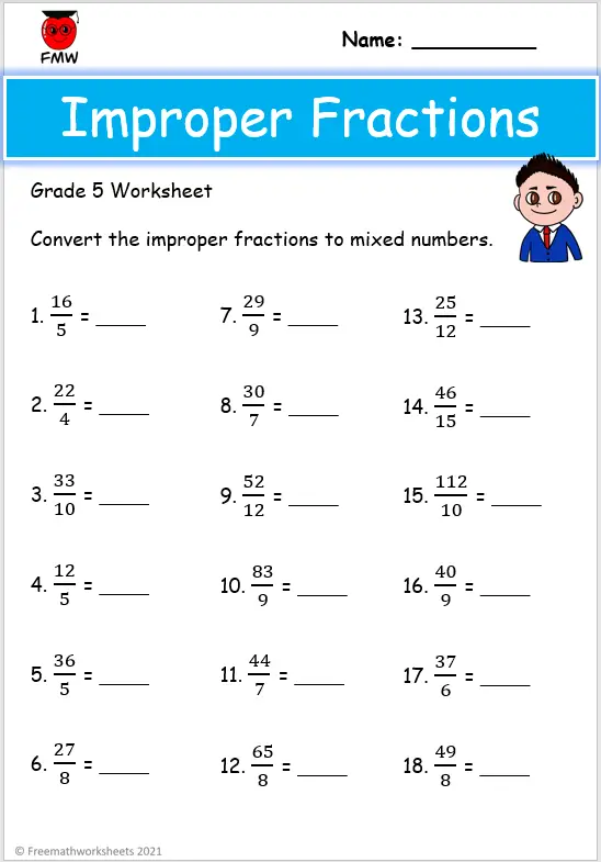 grade 5 improper fractions worksheets free worksheets printables
